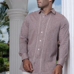 Camisa Guayabera Cafe Manga Larga - Colección 2024 La Vida en Guayabera