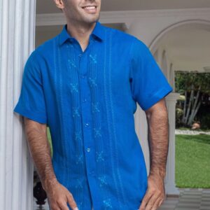 Camisa Guayabera Azul Rey Manga Larga - Colección 2024 La Vida en Guayabera