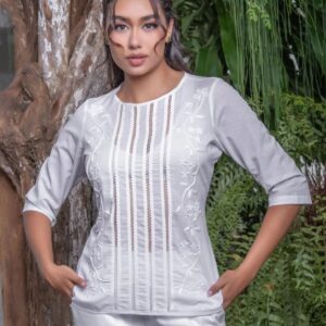 Blusa Blanca Bordada - Flores de Luz - Herencia del SOL - Nueva Coleccion 2024