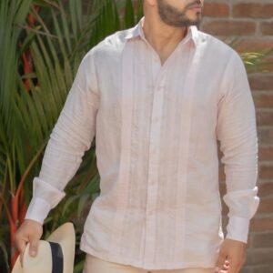 Guayabera Rosado Claro Calada Cuello Formal y Almilla- Coleccion 2024 - Raices - FRIXIO