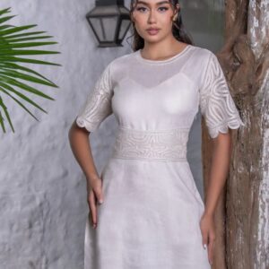 KAFLAN Vestido Blanco Bordado - Camino de Flores - Herencia del Sol - Nueva Coleccion 2024