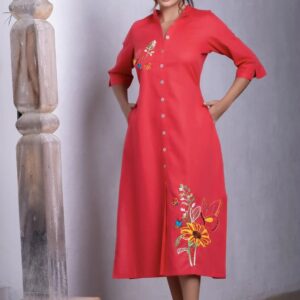 KAFTAN Rojo Bordado - Mariposas Crepusculares - Herencia del SOL - Nueva Coleccion 2024
